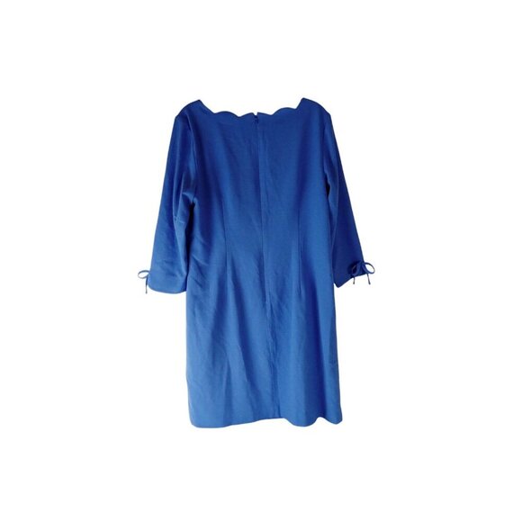 Talbots Womens Shift Dress Blue Lined Tie Bow Long Sleeve 12P Petite - Picture 2 of 13